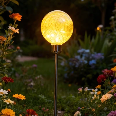 RealG RC-K-2188 Solární zahradní LED lampy, koule, zapichovací, voděodolné, 4 ks