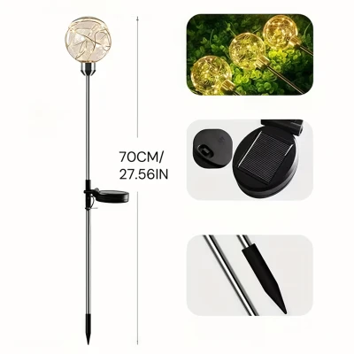RealG RC-K-2188 Solární zahradní LED lampy, koule, zapichovací, voděodolné, 4 ks