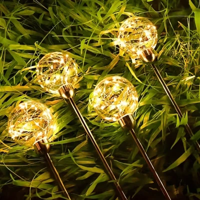 RealG RC-K-2188 Solární zahradní LED lampy, koule, zapichovací, voděodolné, 4 ks
