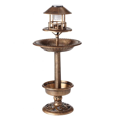 RealG RC-K-2185 Solárna LED záhradná lampa s kŕmidlom pre vtáky a dávkovačom vody