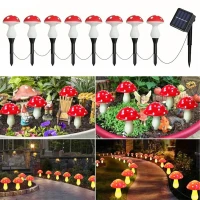 RealG RC-K-2176 Solární zahradní LED lampičky 5,5 m, IP44, muchomůrky, 8 ks