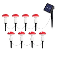RealG RC-K-2176 Solární zahradní LED lampičky 5,5 m, IP44, muchomůrky, 8 ks