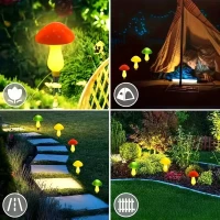 RealG RC-K-2176 Solární zahradní LED lampičky 5,5 m, IP44, muchomůrky, 8 ks