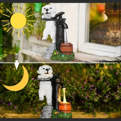 RealG RC-K-2191 Solární zahradní LED lampička IP44, dekorace pes štěně