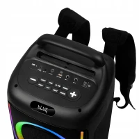 Verk 06401 Prenosný LED reproduktor s Bluetooth, USB / FM rádio / AUX / karaoke, 2 mikrofóny – batoh