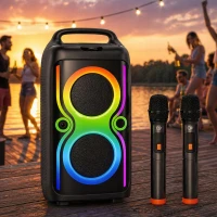 Verk 06401 Prenosný LED reproduktor s Bluetooth, USB / FM rádio / AUX / karaoke, 2 mikrofóny – batoh