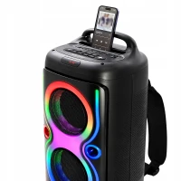 Verk 06401 Prenosný LED reproduktor s Bluetooth, USB / FM rádio / AUX / karaoke, 2 mikrofóny – batoh