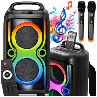 Verk 06401 Prenosný LED reproduktor s Bluetooth, USB / FM rádio / AUX / karaoke, 2 mikrofóny – batoh
