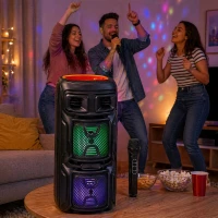 Verk 06402 Bezdrátový Bluetooth reproduktor - přenosný, USB, FM rádio, AUX, karaoke