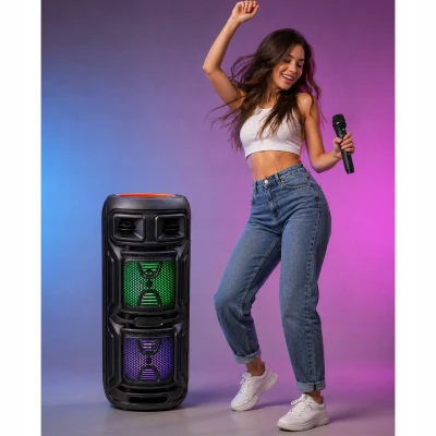 Verk 06402 Bezdrátový Bluetooth reproduktor - přenosný, USB, FM rádio, AUX, karaoke