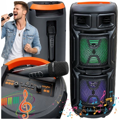 Verk 06402 Bezdrátový Bluetooth reproduktor - přenosný, USB, FM rádio, AUX, karaoke