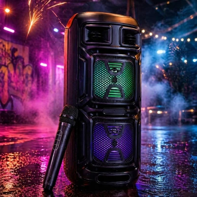 Verk 06402 Bezdrátový Bluetooth reproduktor - přenosný, USB, FM rádio, AUX, karaoke