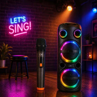 Verk 06403 Bezdrátový Bluetooth reproduktor - přenosný, USB, FM rádio, AUX, karaoke