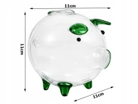 Verk 27693 Skleněná pokladnička prasátko se zelenými detaily