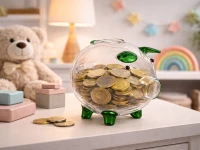 Verk 27693 Skleněná pokladnička prasátko se zelenými detaily