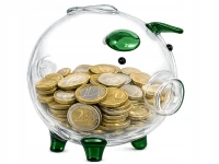 Verk 27693 Skleněná pokladnička prasátko se zelenými detaily