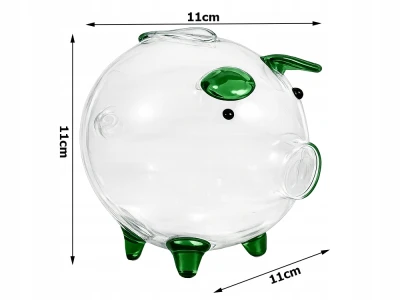 Verk 27693 Skleněná pokladnička prasátko se zelenými detaily
