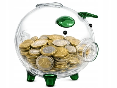 Verk 27693 Skleněná pokladnička prasátko se zelenými detaily