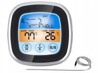 Verk 09243 Teploměr do masa digitální s externí sondou a LCD displejem, černo-stříbrný