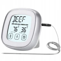 Verk 09242 Teploměr do masa digitální s externí sondou a LCD displejem, stříbrný