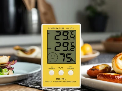 Verk 09235 Digitálny teplomer s vlhkomerom s externou sondou, žltý