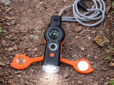 Verk 09228 Multifunkční outdoorová píšťalka s kompasem, LED svítilnou 7 v 1