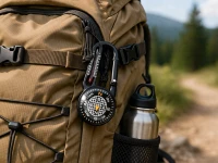 Verk 09226 Turistický kompas s karabínou a teplomerom, čierny