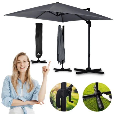 Plonos 488300 Zahradní slunečník skládací 420 cm, 8-segmentový, s obalem PL-883 (grafitový)