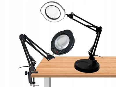 Verk 09220 LED stolní lupa s držákem na stůl, 5 barev světla, 12 W, USB napájení