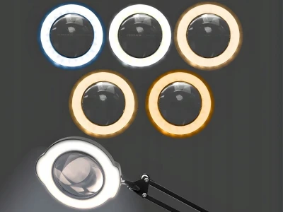 Verk 09220 LED stolní lupa s držákem na stůl, 5 barev světla, 12 W, USB napájení