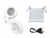 Verk 09214 Skladacie vreckové klenotnícke zväčšovacie sklo, 40-násobné zväčšenie, 25 mm, 9 LED diód