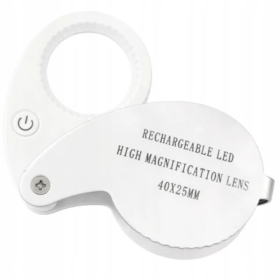Verk 09214 Skladacie vreckové klenotnícke zväčšovacie sklo, 40-násobné zväčšenie, 25 mm, 9 LED diód