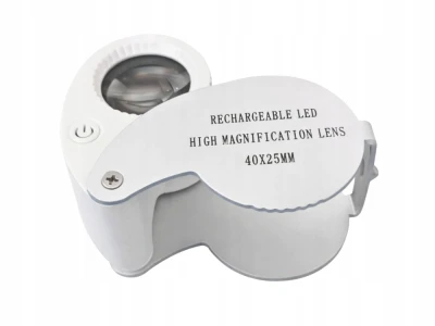 Verk 09214 Skladacie vreckové klenotnícke zväčšovacie sklo, 40-násobné zväčšenie, 25 mm, 9 LED diód