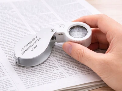 Verk 09214 Skladacie vreckové klenotnícke zväčšovacie sklo, 40-násobné zväčšenie, 25 mm, 9 LED diód