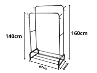 Verk 27521 Univerzálny stojan na oblečenie a obuv 160 x 97 cm, čierny