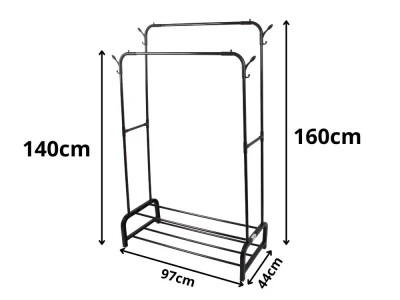Verk 27521 Univerzálny stojan na oblečenie a obuv 160 x 97 cm, čierny