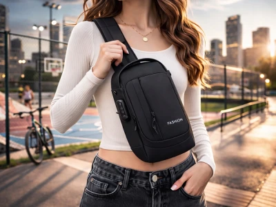 Verk 27789 Multifunkční crossbody taška přes rameno s bezpečnostním kódem, černá