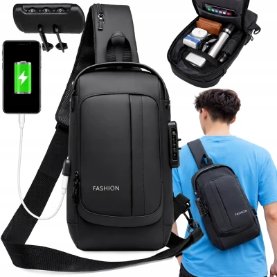 Verk 27789 Multifunkční crossbody taška přes rameno s bezpečnostním kódem, černá