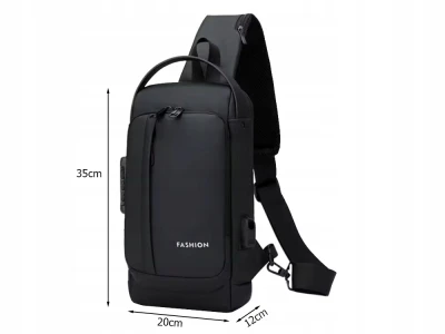 Verk 27789 Multifunkční crossbody taška přes rameno s bezpečnostním kódem, černá