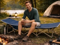 Verk 14642 Skládací kempingové lehátko 185 cm, tmavě modré