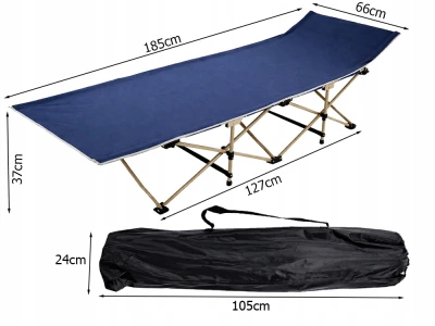 Verk 14642 Skládací kempingové lehátko 185 cm, tmavě modré