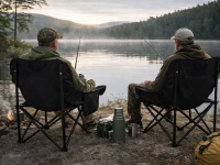 Verk 14646 Skládací rybářské, kempingové křeslo s kapsou, černé