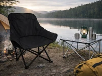 Verk 14646 Skládací rybářské, kempingové křeslo s kapsou, černé