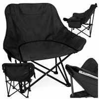 Verk 14646 Skládací rybářské, kempingové křeslo s kapsou, černé