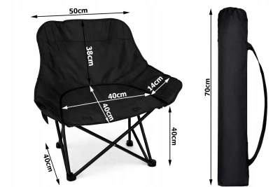 Verk 14646 Skládací rybářské, kempingové křeslo s kapsou, černé