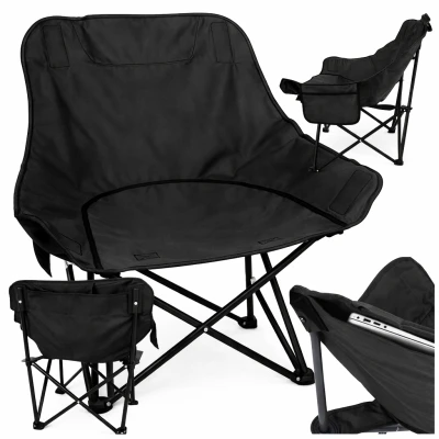 Verk 14646 Skládací rybářské, kempingové křeslo s kapsou, černé