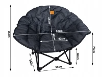 Verk 14653 Skládací kempingové křeslo s polstrováním XL, černé