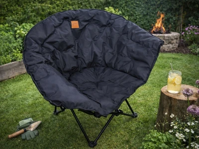 Verk 14653 Skládací kempingové křeslo s polstrováním XL, černé