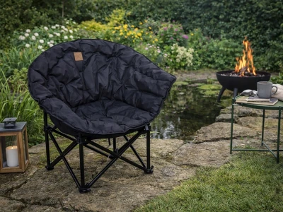 Verk 14653 Skládací kempingové křeslo s polstrováním XL, černé