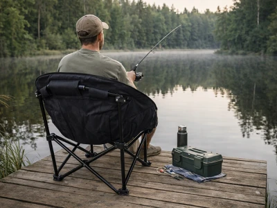 Verk 14653 Skládací kempingové křeslo s polstrováním XL, černé
